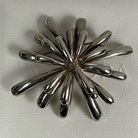 VTG 925 Sterling Silver 3-D Firework Starburst Brooch (Mfa Signed) - Picture 1 of 16